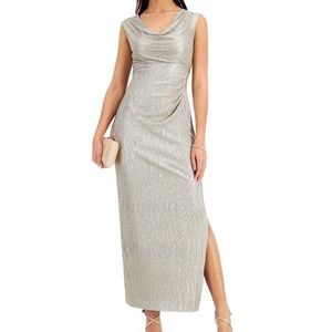 CONNECTED APPAREL Short Sleeve Cowl Neck Gown Womens Size 14 Long Dress